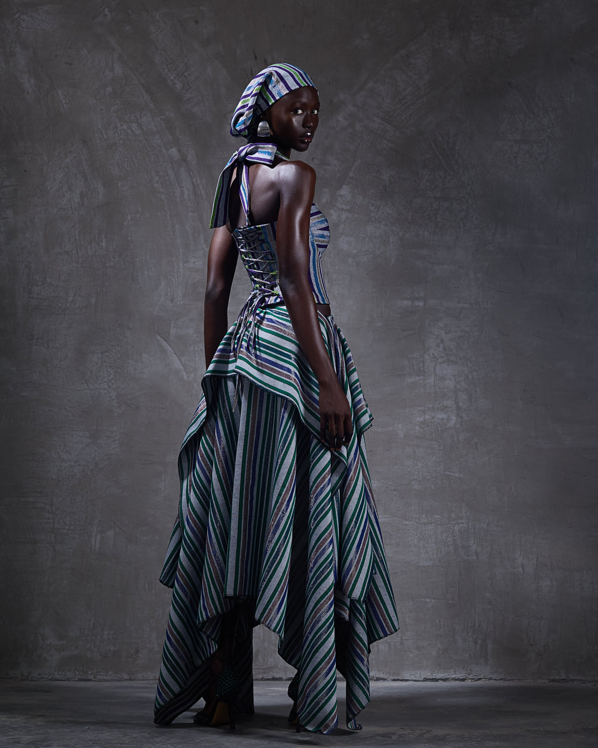 Ure Skirt Grey Multi-Colour Hertunba