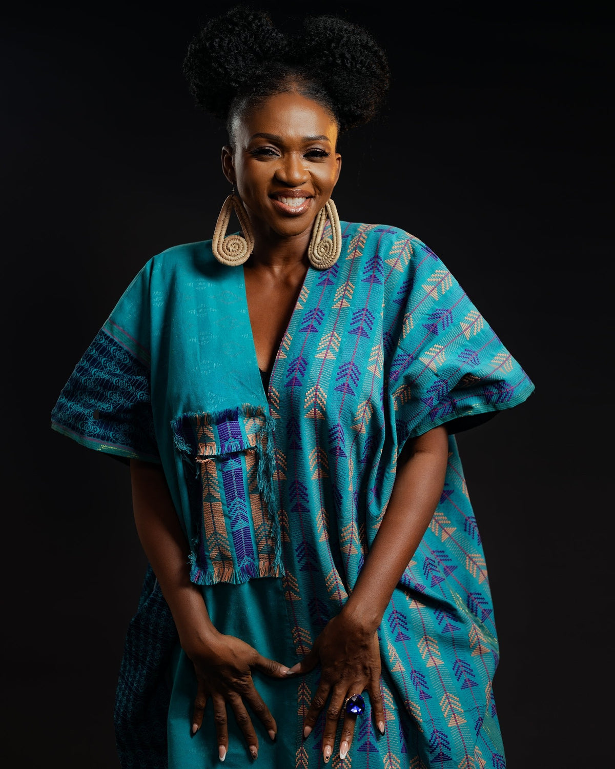Teal Akweke Kaftan - Hertunba