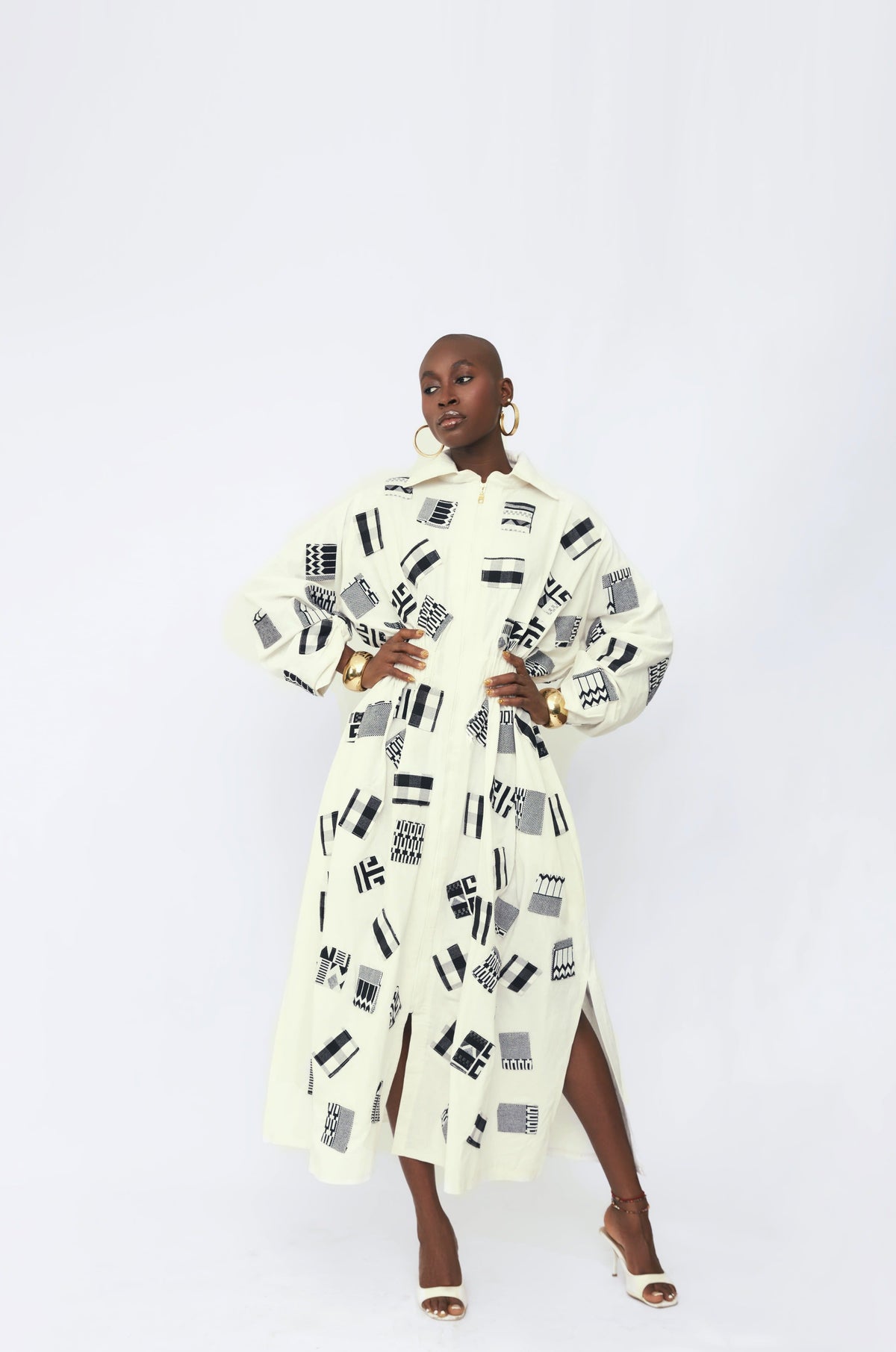 Dita Trench Dress - Off-White - Hertunba