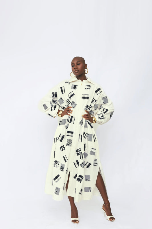 Dita Trench Dress - Off-White - Hertunba